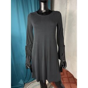 Cupio Black Long Sleeve Tie Sleeve A-Line Dress Women's S/P